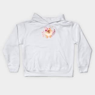 Floral Pomeranian Kids Hoodie